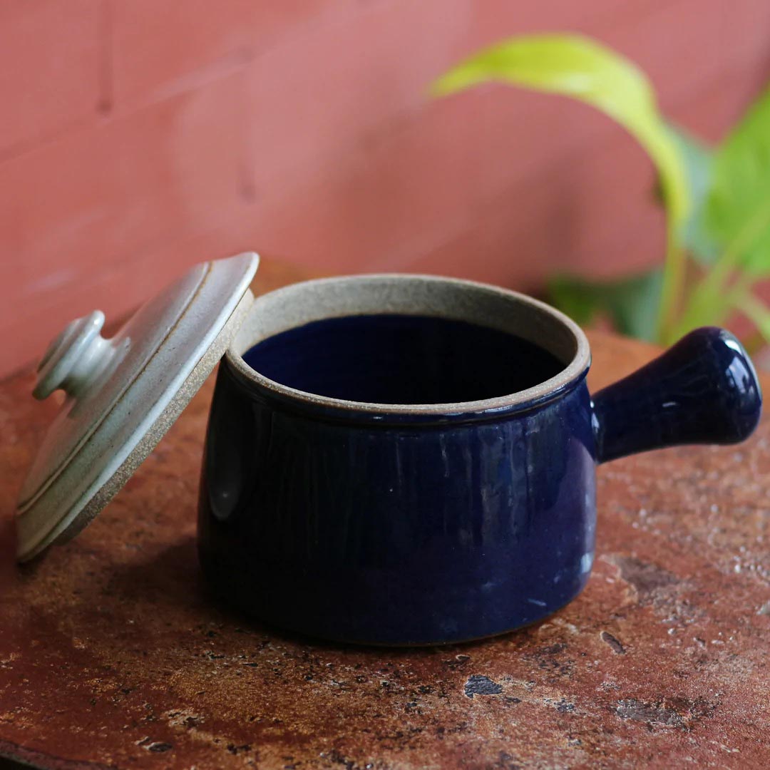 Japanese Stoneware Serving Bowl with Lid