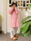 Pink Ikat Organic Cotton Block Printed Long Kurta