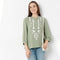 Band Neck Three-Fourth Sleeve Straight Fit Embroidered Tunic