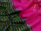 Pochampally silk saree green and pink with allover ikat weaves and long ikat woven zari border