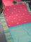 Pure kanjivaram silk saree pink and light blue with zari woven buttas and annam zari woven korvai border