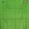 Banana pith saree light green and deep maroon with thread woven buttas in borderless style