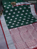 Venkatagiri silk saree dark green and maroon with silver zari woven buttas and silver zari woven border