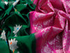 Venkatagiri silk saree green and purple with thread & silver zari woven floral buttas and silver zari woven border