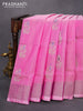 Pure uppada silk saree pink with thread & silver zari woven buttas and silver zari woven bordeer