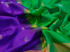 Pure uppada silk saree violet and parrot green with silver & gold zari woven buttas and long zari woven ikat border