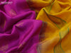 Pure uppada silk saree purple and mustard yellow with zari woven buttas and long zari woven border