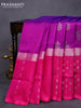 Pure uppada silk saree purple and pink with silver zari woven butta style and long silver zari woven butta border