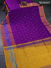 Pure uppada silk saree purple and mustard yellow with silver & gold zari woven buttas and rettapet zari woven border