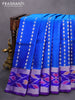 Pure uppada silk saree cs blue and blue with allover silver zari woven buttas and silver zari woven ikat style border