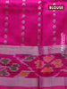 Pure uppada silk saree sandal and pink with allover silver zari woven buttas and silver zari woven ikat style border