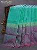 Pure uppada silk saree teal blue and dual shade of pink with silver zari woven buttas and silver zari woven butta border
