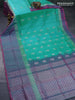 Pure uppada silk saree teal blue and dual shade of pink with silver zari woven buttas and silver zari woven butta border