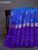 Pure uppada silk saree dual shade of blue and blue with silver zari woven buttas and long silver zari woven tilak butta border