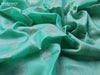 Pure uppada silk saree teal green with annam & floral silver zari woven buttas and silver zari woven border