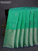 Pure uppada silk saree teal green and blue with thread & silver zari woven buttas and long zari woven border