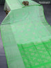 Pure uppada silk saree pista green with silver zari woven buttas and long silver zari woven border