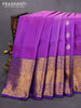 Pure uppada silk saree purple and blue with silver & gold zari woven buttas and long zari woven border