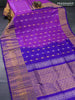 Pure uppada silk saree purple and blue with silver & gold zari woven buttas and long zari woven border