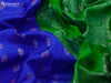Pure uppada silk saree royal blue and parrot green with allover thread & silver zari woven floral buttas and silver zari woven simple border