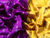 Pure uppada silk saree purple and yellow with silver zari woven floral buttas and silver zari woven simple border