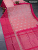 Pure uppada silk saree red shade and pink with thread & silver zari woven floral buttas and long silver zari woven paisley butta border