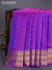 Pure soft silk saree purple with allover zari woven buttas and rich long zari woven border