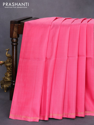 Pure soft silk saree pink and dual shade of teal blue with plain body and small zari woven border