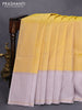 Pure soft silk saree yellow and grey shade with zari woven floral buttas and rettapet zari woven border