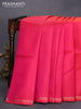 Pure soft silk saree pink and dual shade of bluish green with plain body and zari woven border