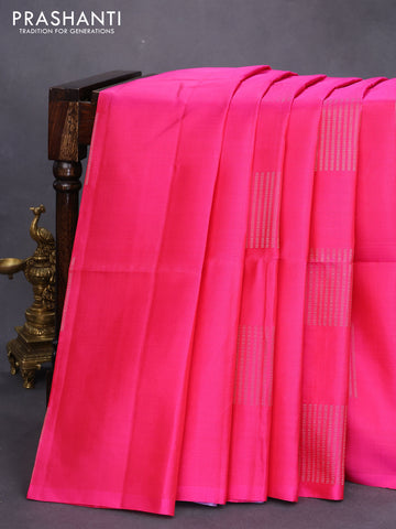 Pure soft silk saree pink and lavender with box type zari woven buttas in borderless style