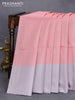 Pure soft silk saree peach pink and grey with zari woven annam buttas and long simple border