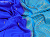 Mysore silk saree royal blue and light blue with zari woven buttas and zari woven border