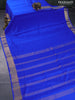 Mysore silk saree blue with plain body and zari woven border
