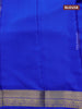 Mysore silk saree blue with plain body and zari woven border