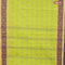 Bengal cotton saree fluorescent green and yellow with thread woven buttas and thread woven border without blouse