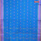 Bengal cotton saree cs blue with thread woven buttas and thread woven border without blouse