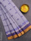 Bengal cotton saree grey and mustard shade with thread woven buttas and thread woven border without blouse