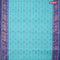 Bengal cotton saree teal blue and blue with thread woven buttas and copper zari woven border without blouse