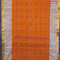 Bengal cotton saree orange shade and blue with thread woven buttas and long thread & zari woven border without blouse