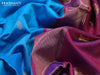 Maheshwari silk cotton saree cs blue and maroon with thread & zari woven floral buttas and zari woven border