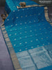 Maheshwari silk cotton saree cs blue with floral zari woven buttas and zari woven border