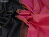 Pure kanjivaram silk saree black and pink with zari woven buttas in borderless style
