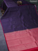 Pure kanjivaram silk saree dark blue and pink with allover zari weaves and piping border