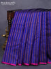 Pure kanjivaram silk saree blue and pink with allover self emboss & copper zari weaves and piping border