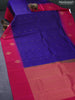 Pure kanjivaram silk saree blue and pink with zari woven buttas and zari woven butta border