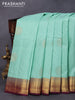 Pure kanjivaram silk saree pastel blue and wine shade with zari woven buttas and zari woven border