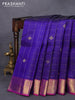 Pure kanjivaram silk saree blue and red with allover zari checks & buttas and zari woven border