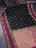 Pure kanjivaram silk saree black and magenta pink with annam zari woven buttas and long rettapet zari woven border