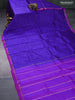 Pure kanjivaram silk saree blue and purple with paisley zari woven buttas and zari woven simple border